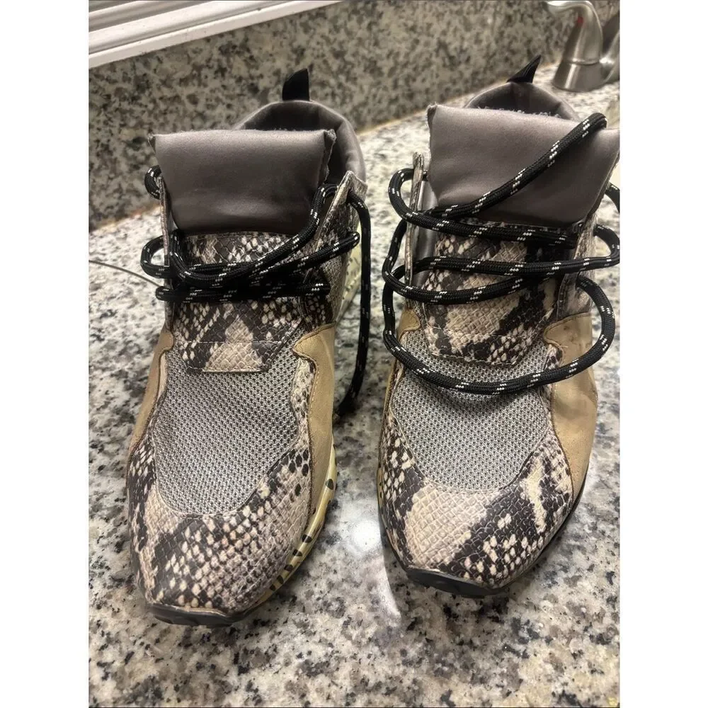 Steve Madden Women’s Snake Print Beige and Black Sneakers